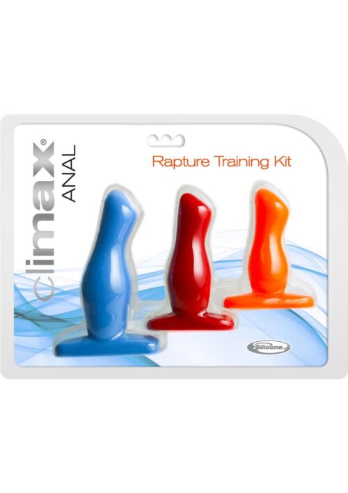 Climax Anal Rapture Training Kit Silicone Anal Plugs (3 Pack) - Multi-Colored