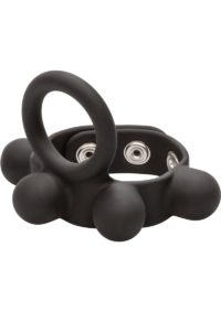 Silicone Medium Weighted C-Ring Ball Stretcher Cock Ring - Black