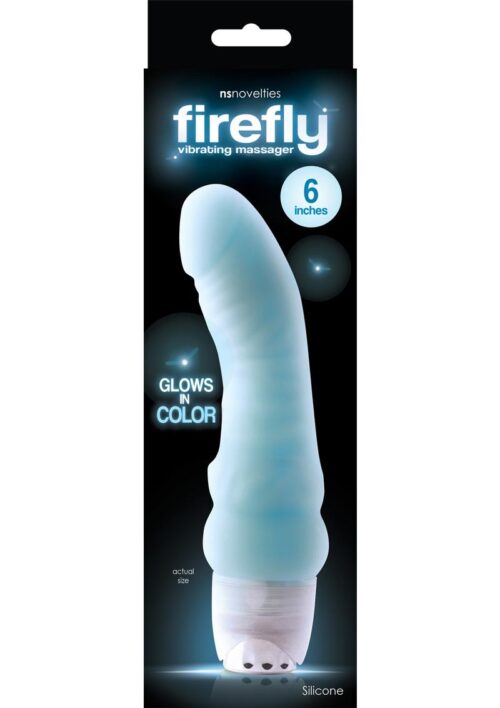 Firefly Vibrating Silicone Massager Vibrator Glow In The Dark 6in - Blue