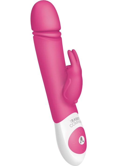 The Thrusting Rabbit Rechargeable Silicone Vibrator with Clitoral Stimulation - Pink