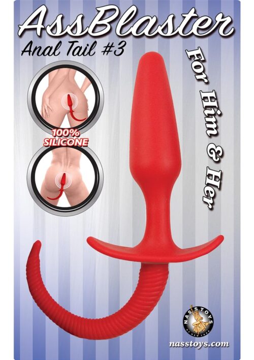 Ass Blaster Anal Tail 3 Silicone Butt Plug - Red
