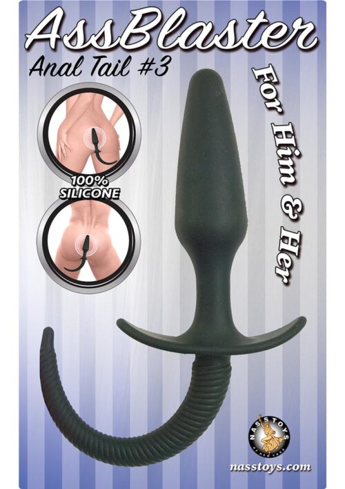 Ass Blaster Anal Tail 3 Silicone Butt Plug - Black