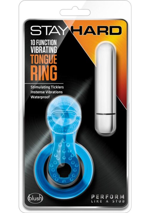 Stay Hard Vibrating Tongue Ring - Blue