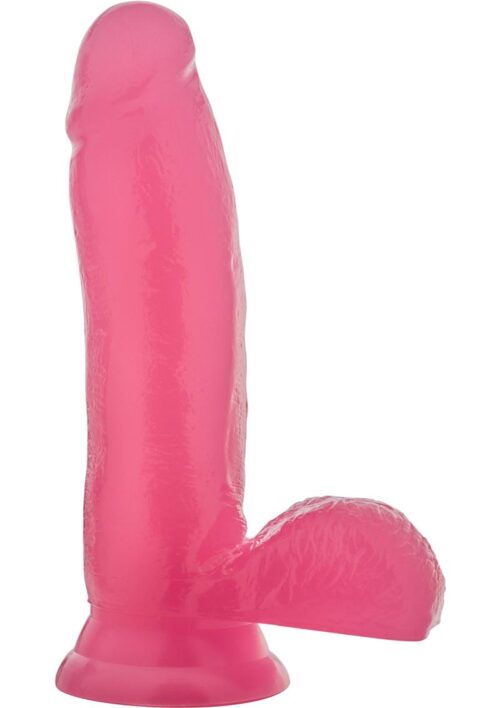 Glow Dicks The Rave Dildo with Balls 6.75in - Pink