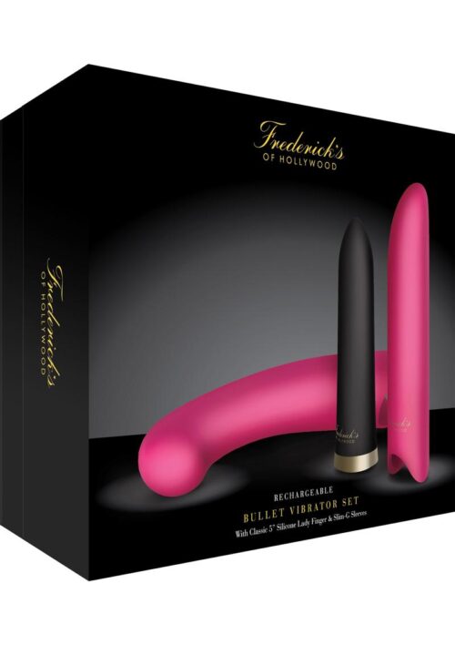 Frederick`s Of Hollywood USB Rechargeable Silicone Bullet Vibrator Set Waterproof Pink