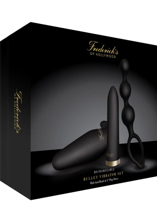 Frederick`s Of Hollywood USB Rechargeable Silicone Bullet Vibrator Set Waterproof Black
