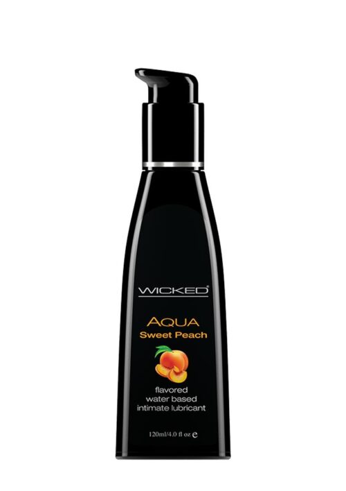 Wicked Aqua Water Based Flavored Lubricant Sweet Peach 4 oz