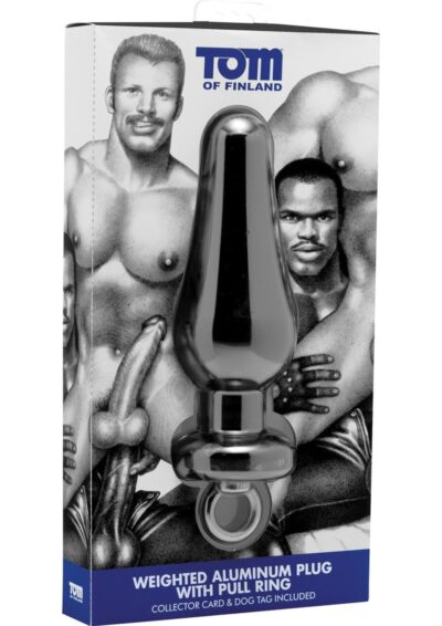 Tom Of Finland Weighted Aluminum Plug with Pull Ring - Gray