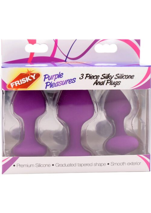 Frisky Purple Pleasures 3 Piece Silky Silicone Anal Plugs - Purple