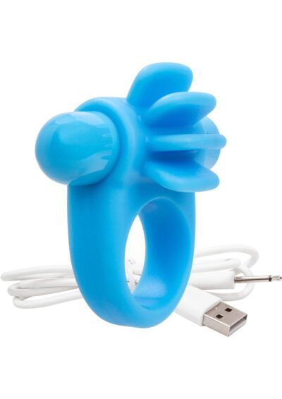 Charged Skooch Rechargeable Vibe Silicone Cock Ring Waterproof - Blue
