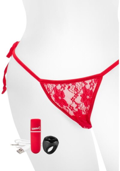 My Secret USB Rechargeable Panty Vibe Set with Silicone Remote Control Ring Waterproof - Red