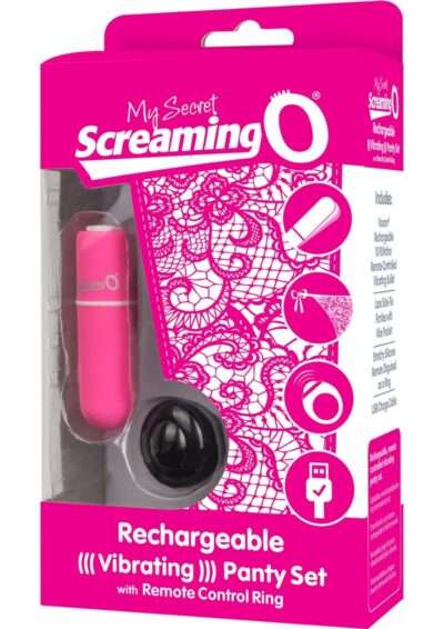 My Secret USB Rechargeable Panty Vibe Set with Silicone Remote Control Ring Waterproof - Pink