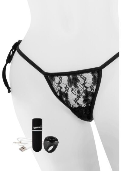 My Secret USB Rechargeable Panty Vibe Set with Silicone Remote Control Ring Waterproof - Black