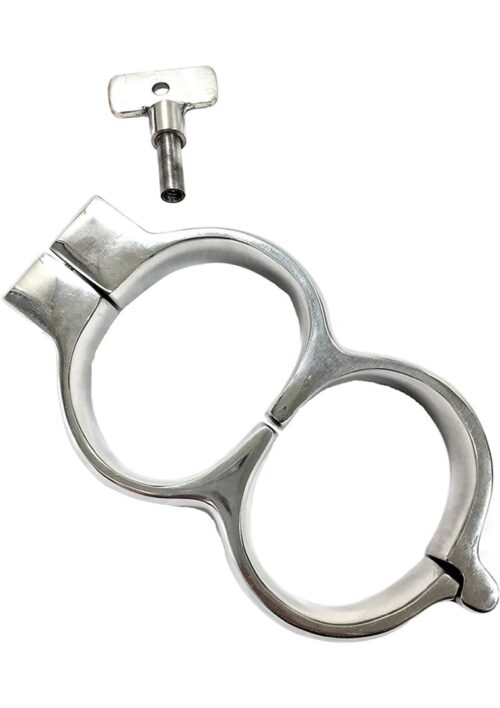 Rouge Lockable Wrist Cuffs Stainless Steel - Silver