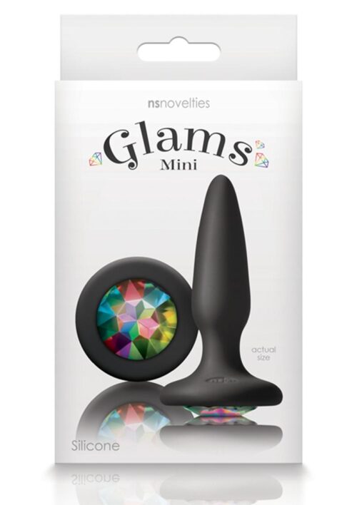 Glams Mini Silicone Butt Plug Rainbow Gem - Black