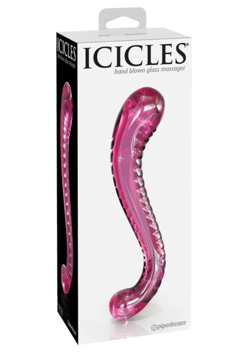 Icicles No 69 Textured G-Spot Glass Probe - Pink