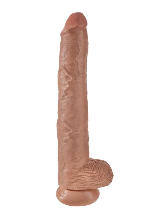 King Cock Dildo with Balls 14in - Caramel
