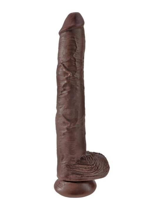King Cock Dildo with Balls 14in - Chocolate