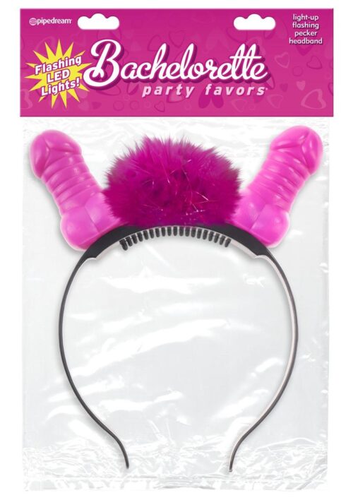 Bachelorette Party Favors Light Up Flashing Pecker Headband Pink