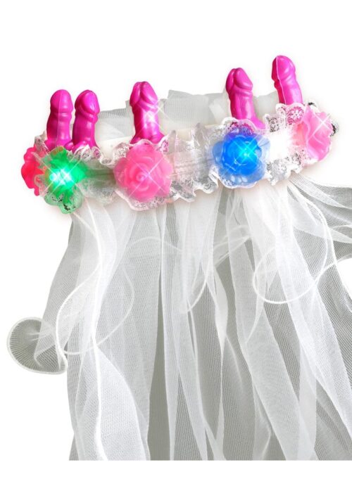 Bachelorette Party Favors Light-Up Pecker Veil Multi-Color Lights