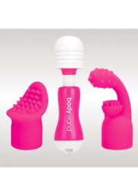 Bodywand Rechargeable Silicone Mini Wand Massager with Two Attachments - Pink