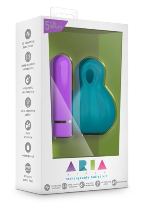 Aria Kirby Silicone Rechargeable Bullet Kit Waterproof Aquamarine