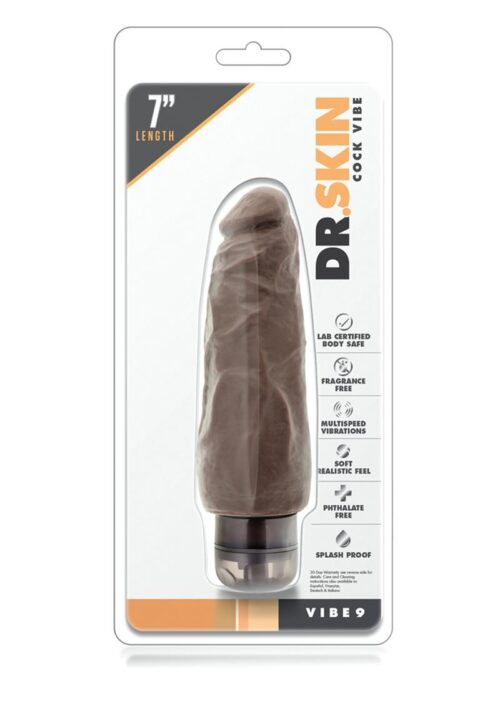 Dr. Skin Vibe 9 Realistic Vibrating Cock Brown 7 Inches