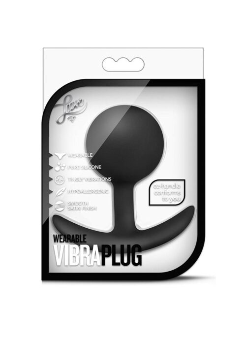 Luxe Wearable Vibra Plug Silicone Butt Plug - Black
