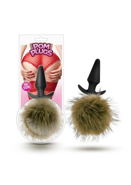 Pom Plugs Fur Pom Pom Silicone Butt Plug - Caramel