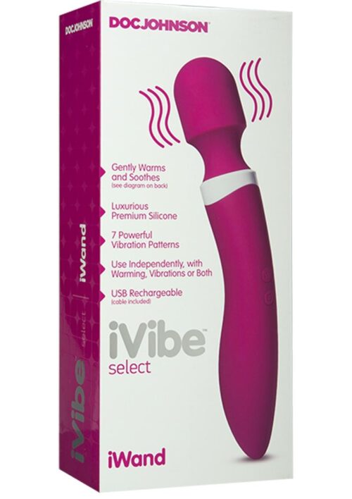 iVibe Select Silicone iWand USB Rechargeable Vibrator Waterproof 10in - Pink