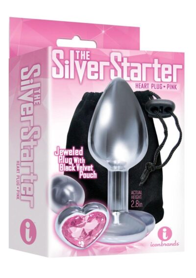 The 9`s - The Silver Starter Bejeweled Heart Stainless Steel Plug - Pink