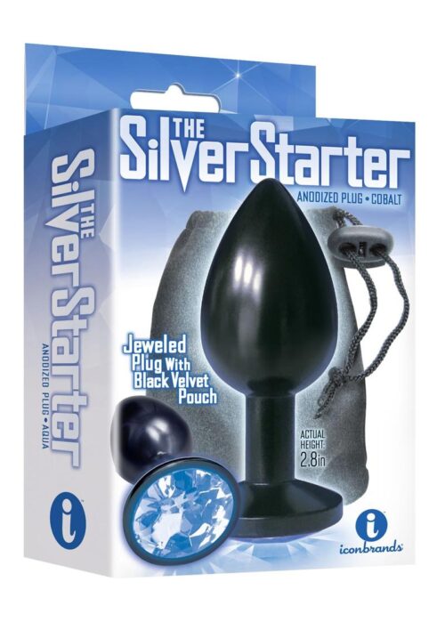 The 9`s - The Silver Starter Bejeweled Annodized Stainless Steel Plug - Colbalt