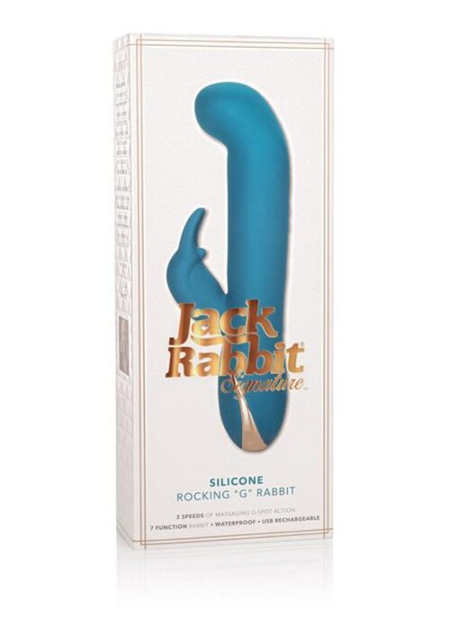 Jack Rabbit Signature Silicone Rocking G Rabbit Rechargeable Vibrator - Blue