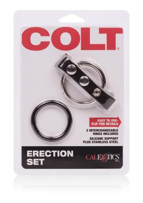 COLT Erection Interchangeable Cock Rings (2 Piece Set) - Black