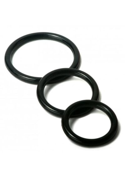 Trinity 4 Men Silicone Cock Rings - 3 pack - Black