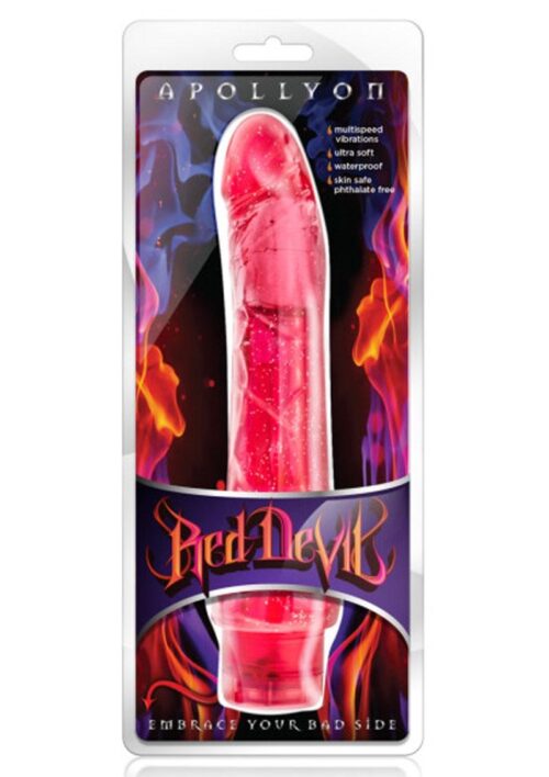 Red Devil Apollyon Vibrating Dildo 9in - Red