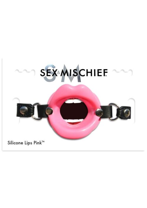 Sex and Mischief Silicone Lips Open Mouth Gag - Pink