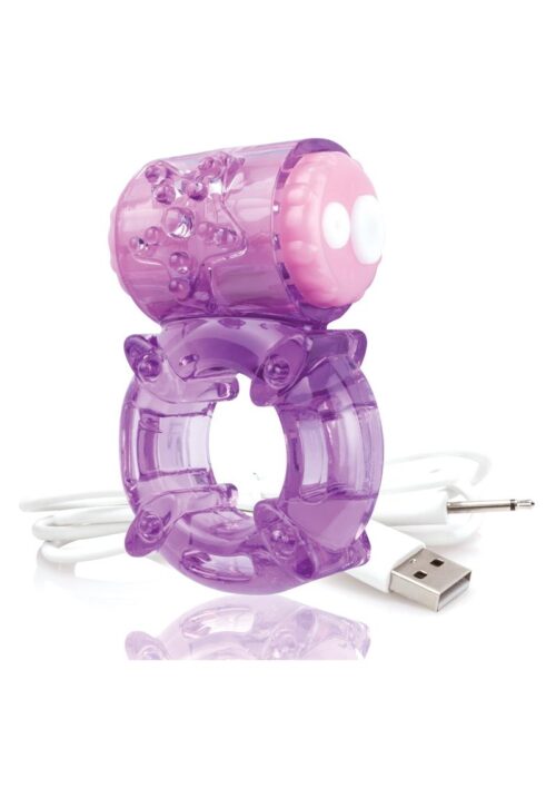 Charged BigO Rechargeable Vibe Ring Waterproof Cockring Purple