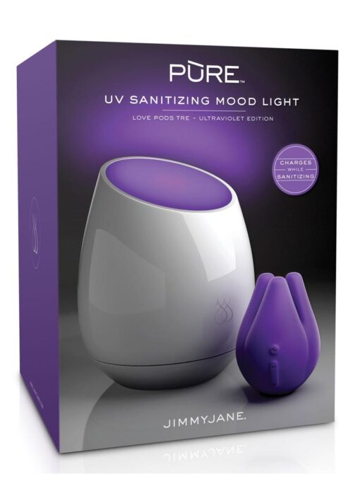 Jimmyjane Pure UV Sanitizing Mood Lighht Love Pods Tre Vibrating Massager Ultraviolet Edition - Purple And White