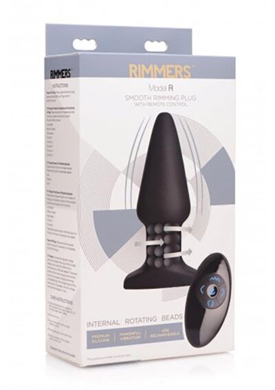 Rimmers Model R Rechargeable Silicone Smooth Rimming Plug with Remote Control - Black