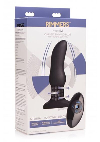 Rimmers Model M Rechargeable Silicone Curved Rimming Plug with Remote Control - Black