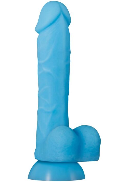 Touch and Glow Silicone Realistic Dildo 8in - Blue