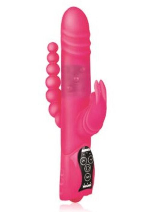 Alexis Texas Silicone Double Penetration Rabbit Vibrator With Rotating Beads Pink