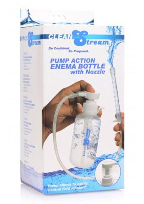 CleanStream Pump Action Enema Bottle with Nozzle - Clear