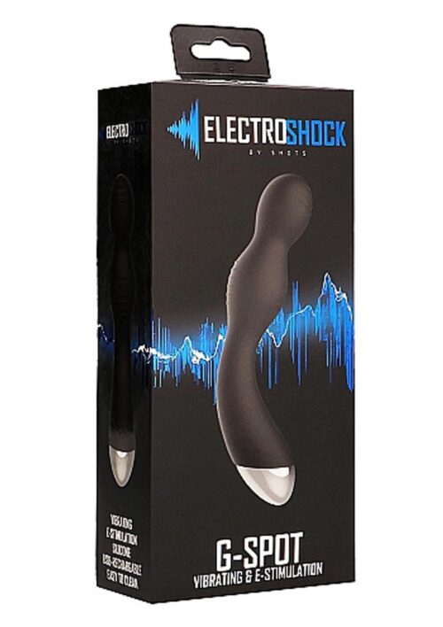 Electro Shock Rechargeable Silicone E-Stimulation G-Spot Vibrator - Black