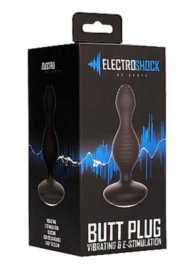 Electro Shock Rechargeable Silicone E-Stimulation Vibrating Butt Plug - Black