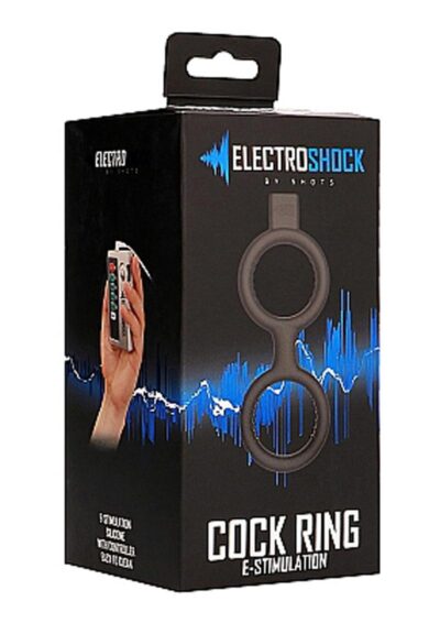 Electro Shock E-Stimulation Silicone Vibrating Cock Ring With Ball Strap - Black