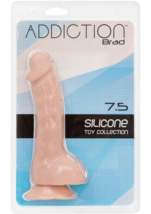 Addiction Toy Collection Brad Silicone Dildo with Balls 7.5in - Vanilla