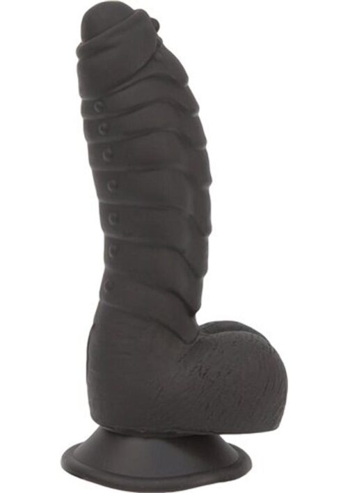 Addiction Toy Collection Ben Silicone Dildo with Balls 7in - Black