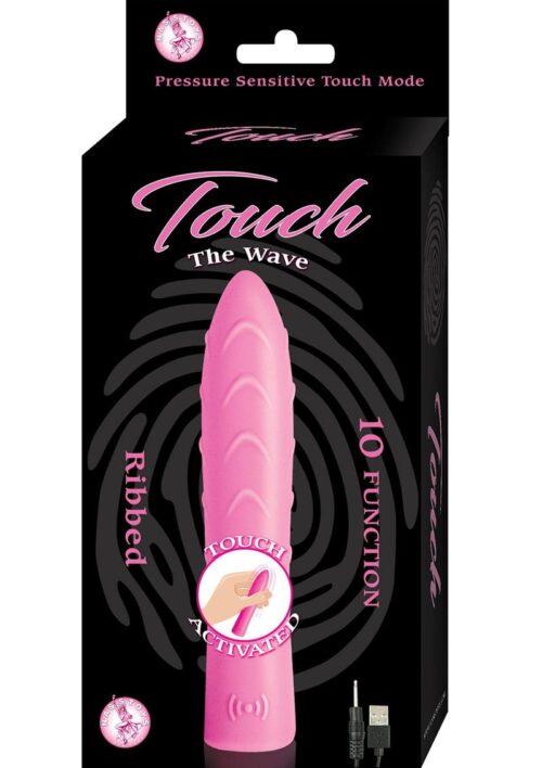Touch The Wave Silicone Rechargeable Ribbed Bullet Vibrator - Pink